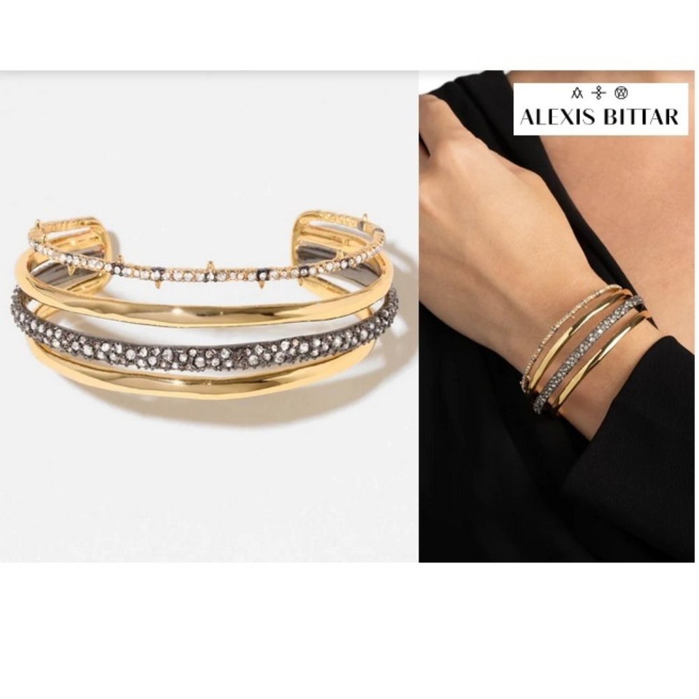 Alexis Bittar Crystal Encrusted Orbiting Cuff Bracelet